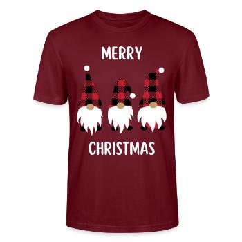 Joyeux Noël Drôle de Chemise de Noël - T-shirt bio CRAFTER Stanley Stella Unisexe - bordeaux - Devant - Alina (178cm) & Michal (187cm)