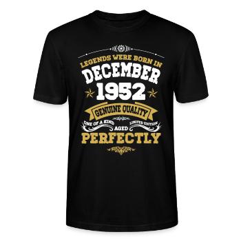 Millésime parfaitement vieilli décembre 1952 - T-shirt bio CRAFTER Stanley Stella Unisexe - noir - Devant - Alina (178cm) & Michal (187cm)
