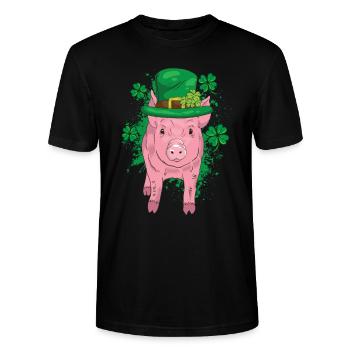 Glücksschwein Silvester - Stanley/Stella Unisex Bio-T-Shirt CRAFTER - Schwarz - Vorne - Alina (178cm) & Michal (187cm)