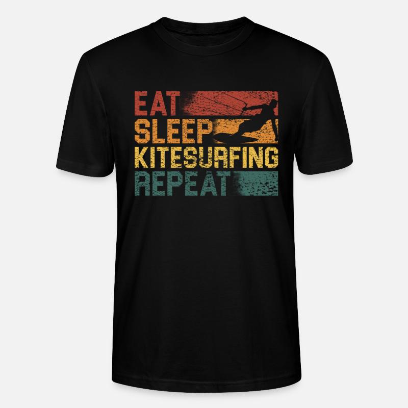 Manger Sommeil Kitesurf Répéter Drôle - T-shirt bio CRAFTER Stanley Stella Unisexe - noir