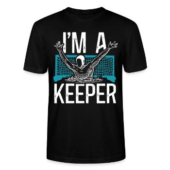 Water Polo Goalie I'm A Keeper - Stanley/Stella Unisex Bio-T-Shirt CRAFTER - Schwarz - Vorne - Alina (178cm) & Michal (187cm)