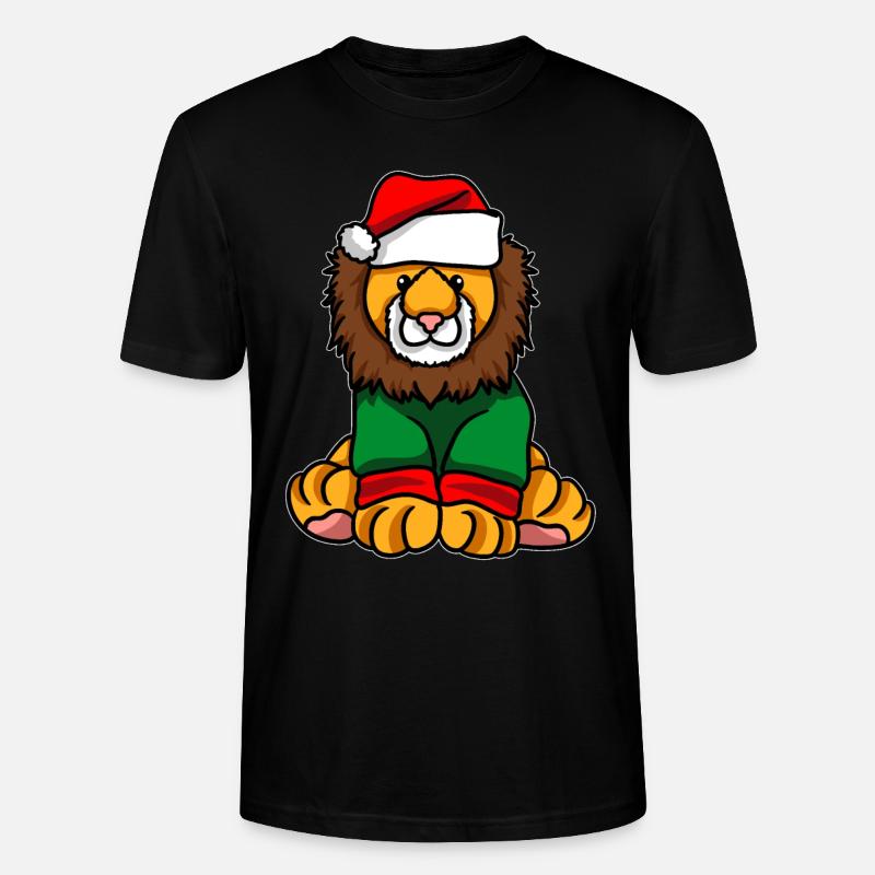 Lion avec pull de Noël - T-shirt bio CRAFTER Stanley Stella Unisexe - noir