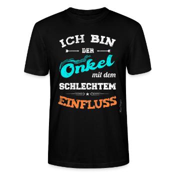 Onkel mit schlechtem Einfluss lustiges Bruder, - Stanley/Stella Unisex Bio-T-Shirt CRAFTER - Schwarz - Vorne - Alina (178cm) & Michal (187cm)