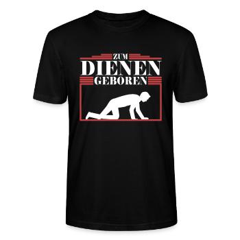 Diener - Femdom Dominanz Sklave BDSM Sub Devot - Stanley/Stella Unisex Bio-T-Shirt CRAFTER - Schwarz - Vorne - Alina (178cm) & Michal (187cm)