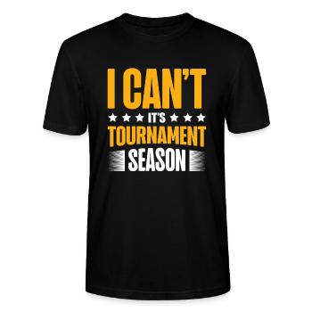 I Can't It's Tournament Season Trading Card Game - Stanley/Stella Unisex Bio-T-Shirt CRAFTER - Schwarz - Vorne - Alina (178cm) & Michal (187cm)