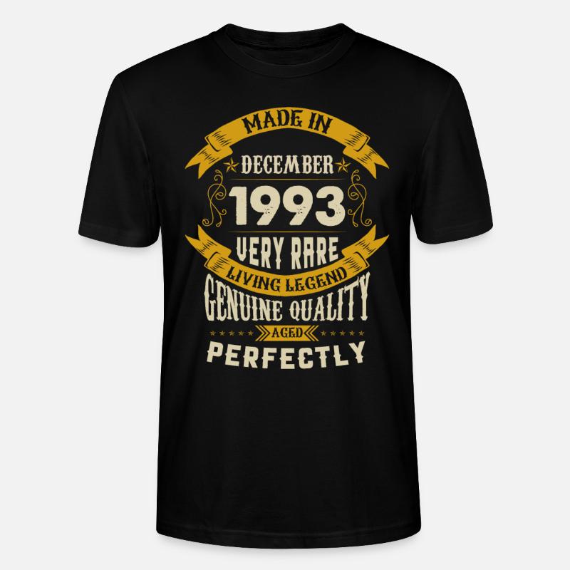 Décembre 1993 Millésime anniversaire - T-shirt bio CRAFTER Stanley Stella Unisexe - noir