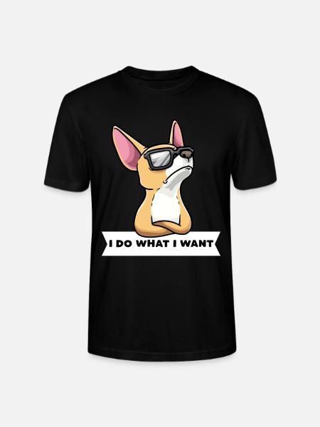 Chiweenie dog with sunglasses - Stanley/Stella CRAFTER Unisex Organic T-Shirt - black