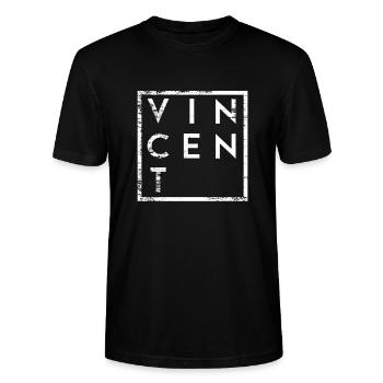 Vincent Minimalismus - Stanley/Stella Unisex Bio-T-Shirt CRAFTER - Schwarz - Vorne - Alina (178cm) & Michal (187cm)