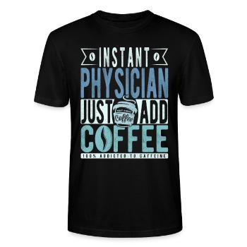 Arzt Kaffee Spruch - Stanley/Stella Unisex Bio-T-Shirt CRAFTER - Schwarz - Vorne - Alina (178cm) & Michal (187cm)