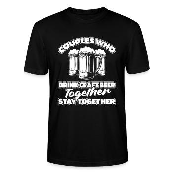 Craft Beer Craft Beer Paire - T-shirt bio CRAFTER Stanley Stella Unisexe - noir - Devant - Alina (178cm) & Michal (187cm)