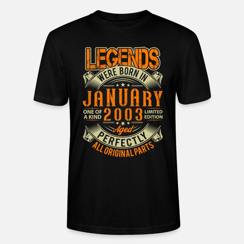 2003 Janvier Birthday Legend - T-shirt bio CRAFTER Stanley Stella Unisexe - noir