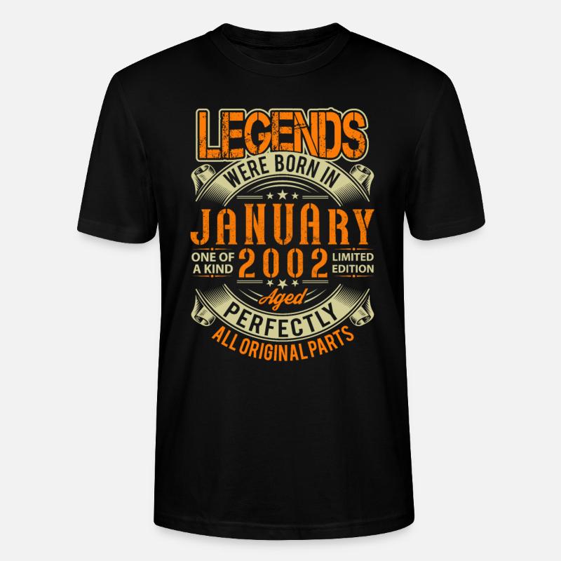 2002 Janvier Birthday Legend - T-shirt bio CRAFTER Stanley Stella Unisexe - noir
