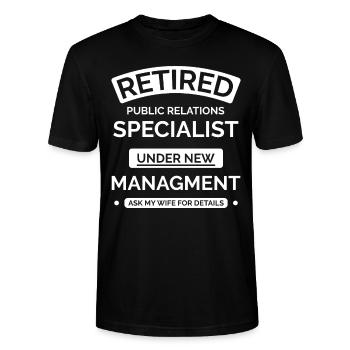 Retired Public Relations Specialist - Stanley/Stella CRAFTER Unisex Organic T-Shirt - black - Front - Alina (178cm) & Michal (187cm)