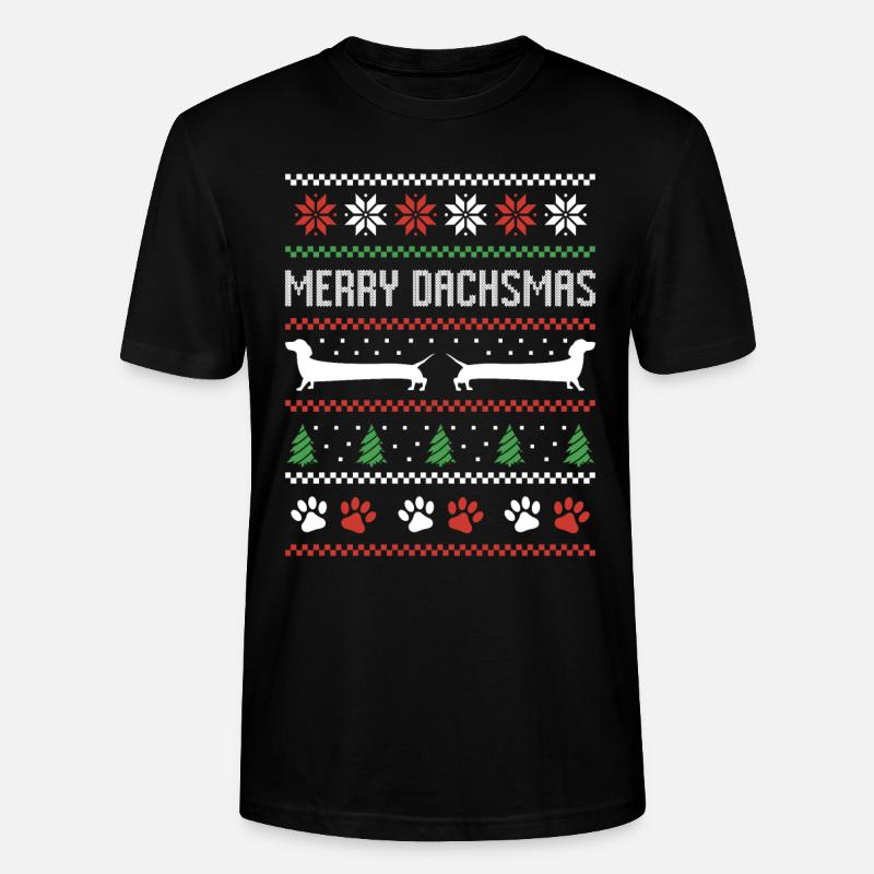 Dackel Wurst Hund Hässlicher Weihnachtspullover - Stanley/Stella Unisex Bio-T-Shirt CRAFTER - Schwarz