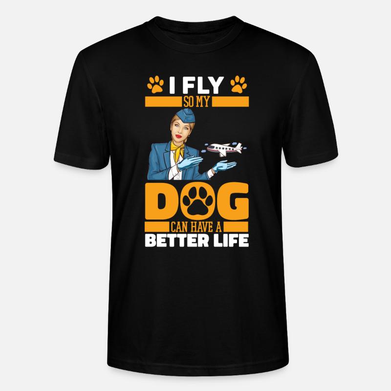 Flugbegleiter Stewardess Hund - Stanley/Stella Unisex Bio-T-Shirt CRAFTER - Schwarz
