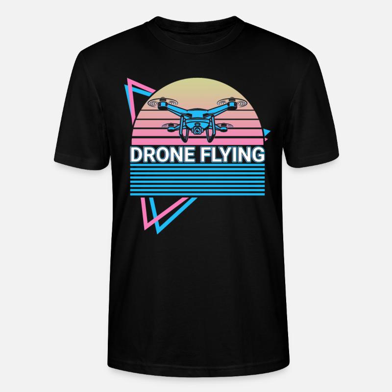 Drone Flying Retro Drone Pilot - Stanley/Stella CRAFTER Unisex Organic T-Shirt - black