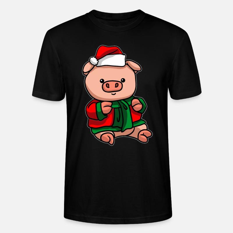 Cochon avec pull de Noël - T-shirt bio CRAFTER Stanley Stella Unisexe - noir