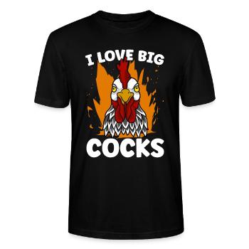 Cock I Love Big Cocks Chicken Lovers Cock Lover - Stanley/Stella CRAFTER Unisex Organic T-Shirt - black - Front - Alina (178cm) & Michal (187cm)