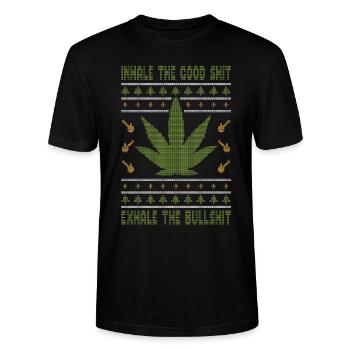 Inhalte The Good Shit Exhale The Bullshit - Stanley/Stella Unisex Bio-T-Shirt CRAFTER - Schwarz - Vorne - Alina (178cm) & Michal (187cm)
