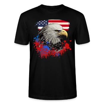 Bald Eagle Patriotic American Bird US Flag - Stanley/Stella Unisex Bio-T-Shirt CRAFTER - Schwarz - Vorne - Alina (178cm) & Michal (187cm)