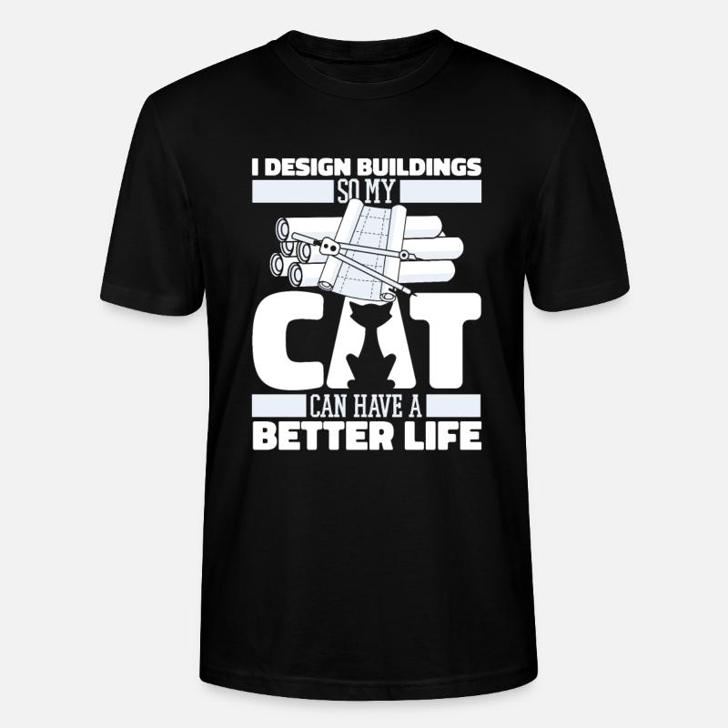 Architect Architecture Cat - Stanley/Stella CRAFTER Unisex Organic T-Shirt - black