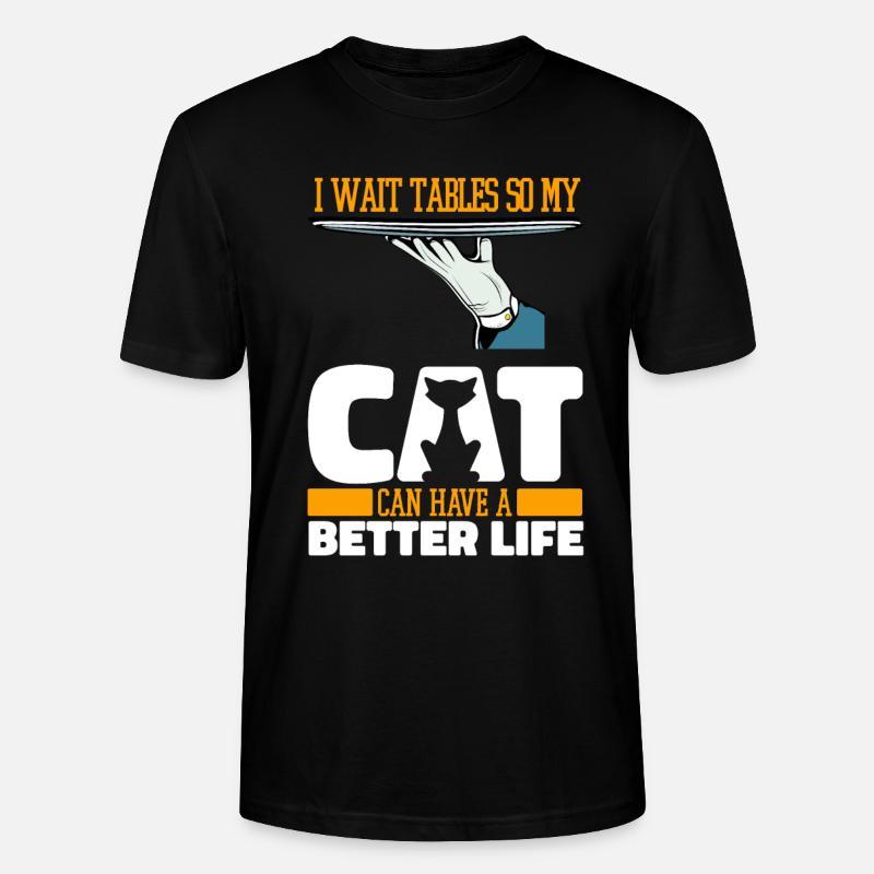 Kellner Kellnerin Katze - Stanley/Stella Unisex Bio-T-Shirt CRAFTER - Schwarz