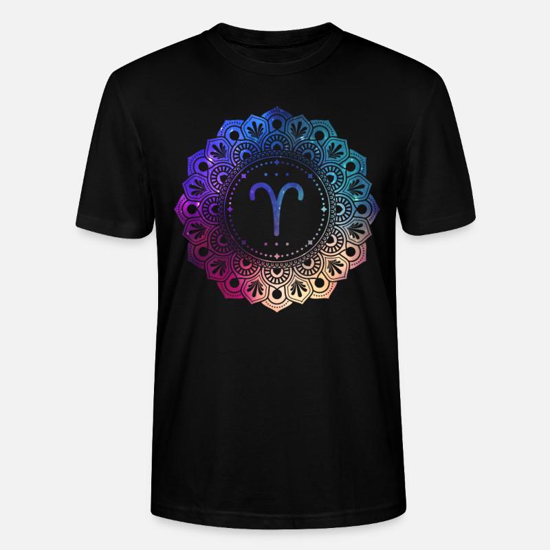 Widder Sternzeichen Symbol Mandala - Stanley/Stella Unisex Bio-T-Shirt CRAFTER - Schwarz