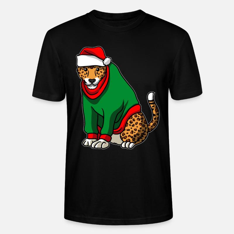 Léopard avec pull de Noël - T-shirt bio CRAFTER Stanley Stella Unisexe - noir