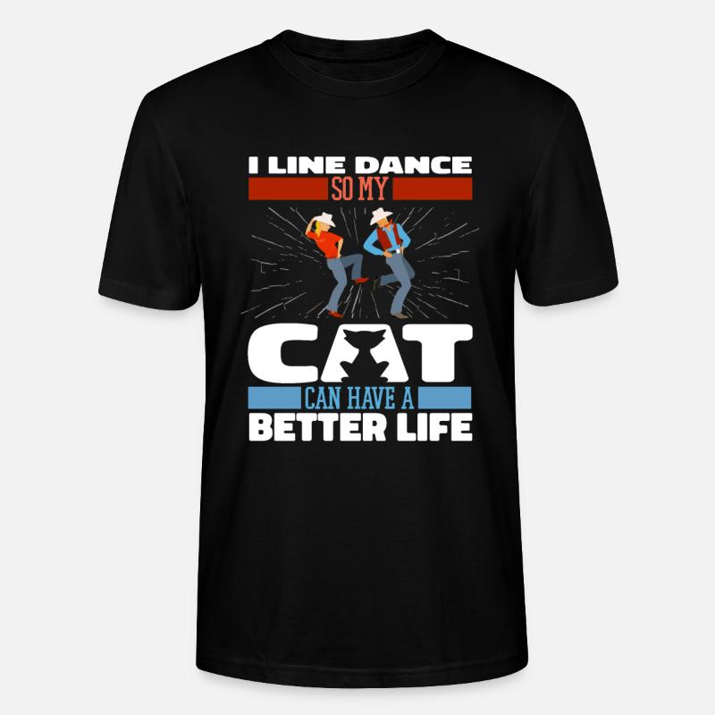 Line Dance Katze - Stanley/Stella Unisex Bio-T-Shirt CRAFTER - Schwarz