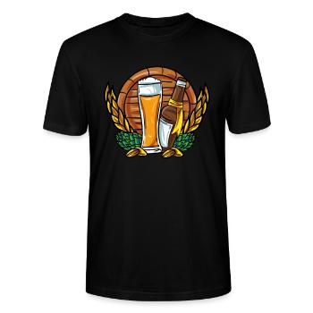 Bier Bierfass Weizenbier - Stanley/Stella Unisex Bio-T-Shirt CRAFTER - Schwarz - Vorne - Alina (178cm) & Michal (187cm)