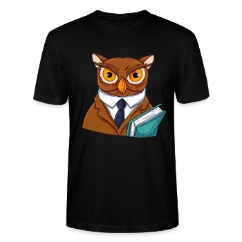 Owl Bird Eagle Owl - Stanley/Stella CRAFTER Unisex Organic T-Shirt - black - Front - Alina (178cm) & Michal (187cm)