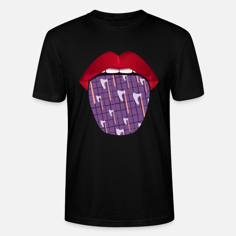Axe Throwing Axe Thrower Lips - Stanley/Stella CRAFTER Unisex Organic T-Shirt - black