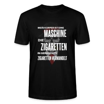 Lustiges Zigaretten Raucher Spruch Motiv - Stanley/Stella Unisex Bio-T-Shirt CRAFTER - Schwarz - Vorne - Alina (178cm) & Michal (187cm)