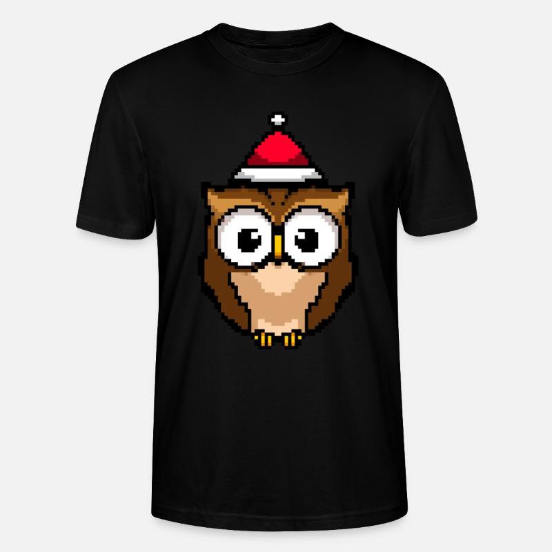 Eule Pixelated Christmas - Lustige Eule - Stanley/Stella Unisex Bio-T-Shirt CRAFTER - Schwarz