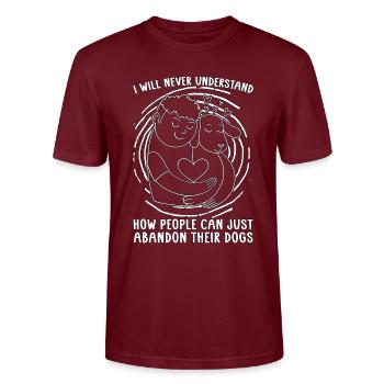 Animaux abandonnés Je ne serai jamais sans abri Amoureux des animaux - T-shirt bio CRAFTER Stanley Stella Unisexe - bordeaux - Devant - Alina (178cm) & Michal (187cm)