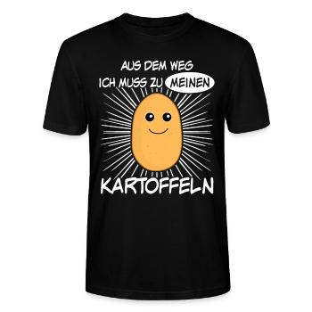 Kartoffel Kartoffelbauer Kartoffeln - Stanley/Stella Unisex Bio-T-Shirt CRAFTER - Schwarz - Vorne - Alina (178cm) & Michal (187cm)