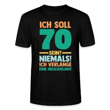 Siebzig 70 Jahre Siebzigster Geburtstag - Stanley/Stella Unisex Bio-T-Shirt CRAFTER - Schwarz - Vorne - Alina (178cm) & Michal (187cm)