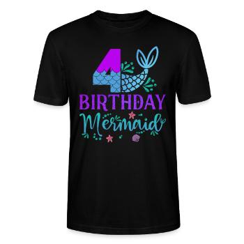4. Geburtstag Meerjungfrau - Stanley/Stella Unisex Bio-T-Shirt CRAFTER - Schwarz - Vorne - Alina (178cm) & Michal (187cm)