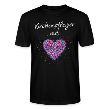 Kirchenpfleger mit Herz Evangelische Kirche - Stanley/Stella Unisex Bio-T-Shirt CRAFTER - Schwarz - Vorne - Alina (178cm) & Michal (187cm)