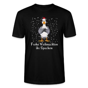 Frohe Weihnachten Ihr Spacken Möwe Norden See - Stanley/Stella Unisex Bio-T-Shirt CRAFTER - Schwarz - Vorne - Alina (178cm) & Michal (187cm)