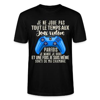 Accro Aux Jeux Vidéo Idée Cadeau Pour Ado Gamer - T-shirt bio CRAFTER Stanley Stella Unisexe - noir - Devant - Alina (178cm) & Michal (187cm)