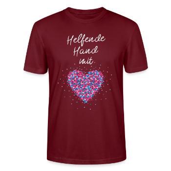 Helfende Hand mit Herz Ehrenamtliche Helferin - Stanley/Stella Unisex Bio-T-Shirt CRAFTER - Burgunderrot - Vorne - Alina (178cm) & Michal (187cm)