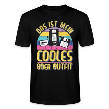 80er Jahre Outfit Party 1980er Motto Mottoparty - Stanley/Stella Unisex Bio-T-Shirt CRAFTER - Schwarz - Vorne - Alina (178cm) & Michal (187cm)