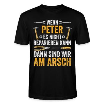 Lustiges Peter Handwerker Heimwerker Sprüche - Stanley/Stella Unisex Bio-T-Shirt CRAFTER - Schwarz - Vorne - Alina (178cm) & Michal (187cm)