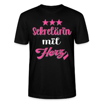 Sekretärin mit Herz. Frauen Büro Sekretärin - Stanley/Stella Unisex Bio-T-Shirt CRAFTER - Schwarz - Vorne - Alina (178cm) & Michal (187cm)