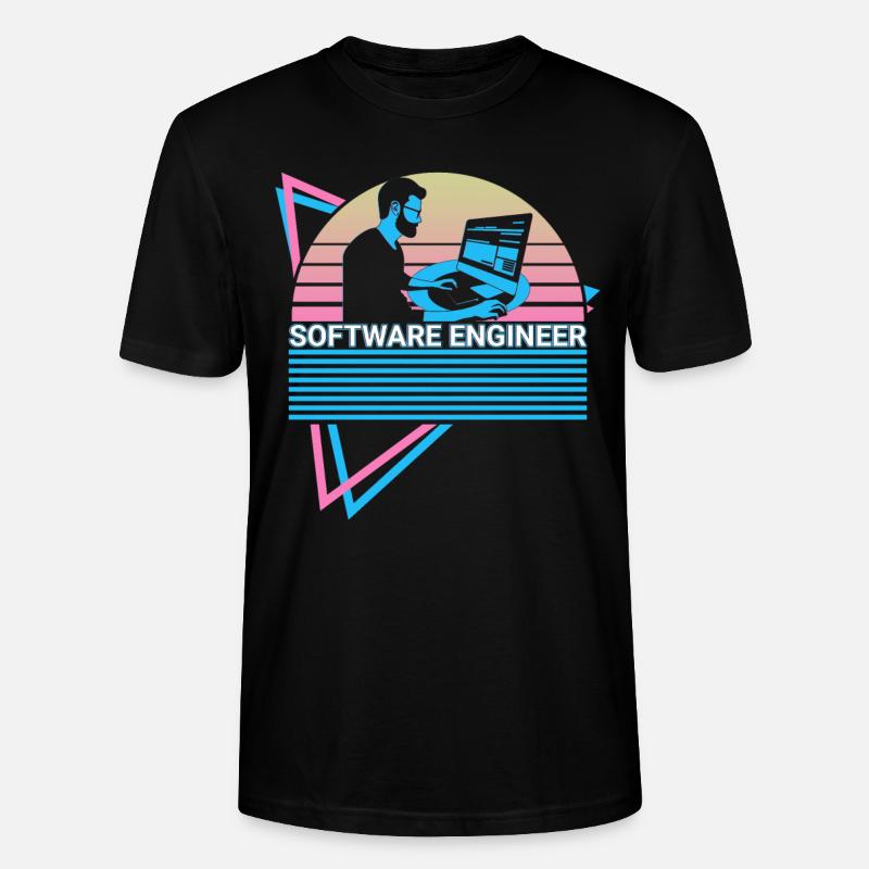 Software Engineer Software Engineering Retro - Stanley/Stella CRAFTER Unisex Organic T-Shirt - black