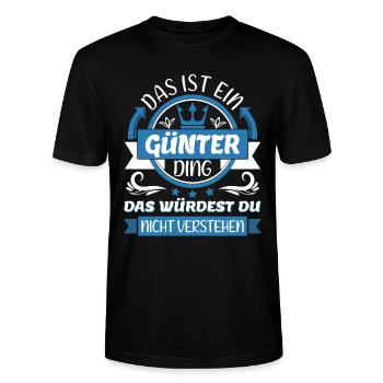Günter Name Vorname Namenstag Namensgeschenk - Stanley/Stella Unisex Bio-T-Shirt CRAFTER - Schwarz - Vorne - Alina (178cm) & Michal (187cm)