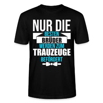 Trauzeuge Hochzeit Heirat JGA Party Bester Bro Bru - Stanley/Stella Unisex Bio-T-Shirt CRAFTER - Schwarz - Vorne - Alina (178cm) & Michal (187cm)