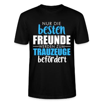 Trauzeuge Hochzeit Heirat JGA Party Bester Bro Bru - Stanley/Stella Unisex Bio-T-Shirt CRAFTER - Schwarz - Vorne - Alina (178cm) & Michal (187cm)
