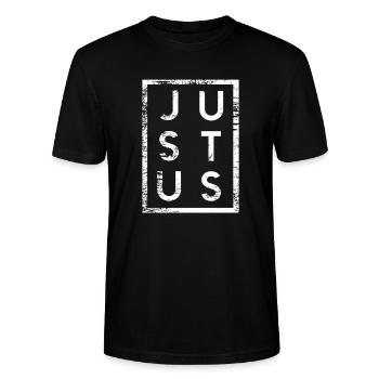 Justus Minimalismus - Stanley/Stella Unisex Bio-T-Shirt CRAFTER - Schwarz - Vorne - Alina (178cm) & Michal (187cm)